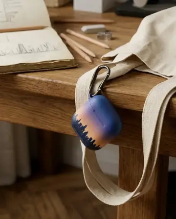 Blue Hour Earbud Case, in use