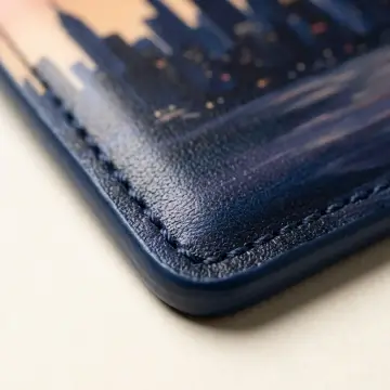 Blue Hour Stand Wallet, close-up of the finish