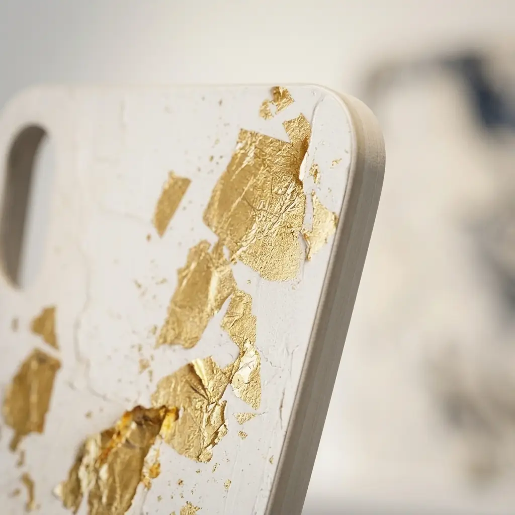 Gilded Plate Set, primer plano del acabado