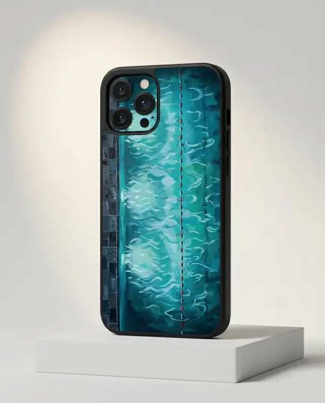 Night Swim Case, shown on a gallery plinth