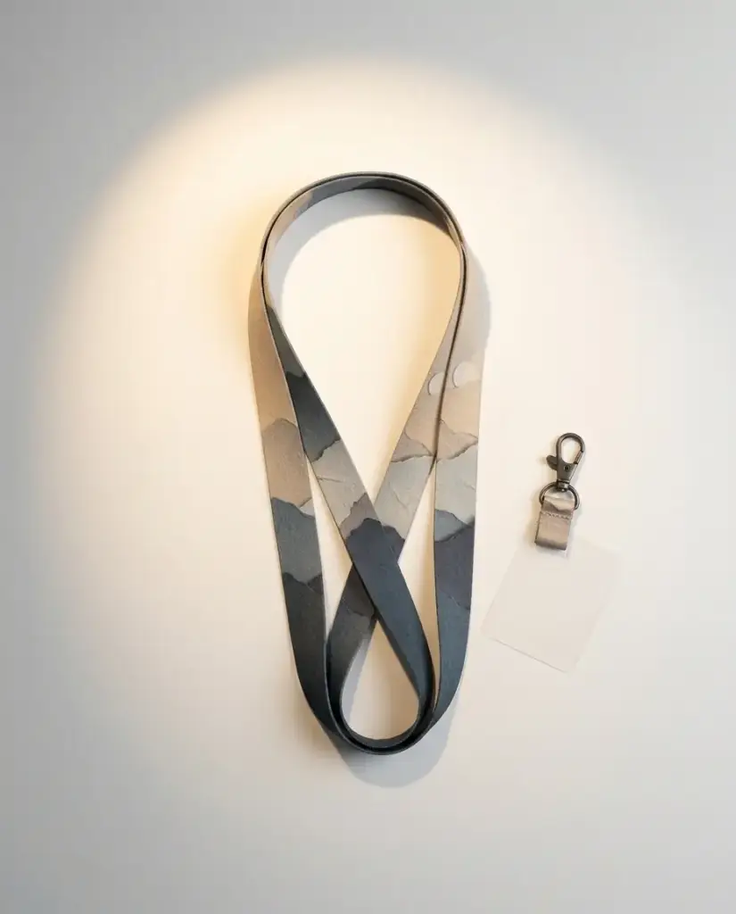 Paper Cut Crossbody Strap, shown on a gallery plinth