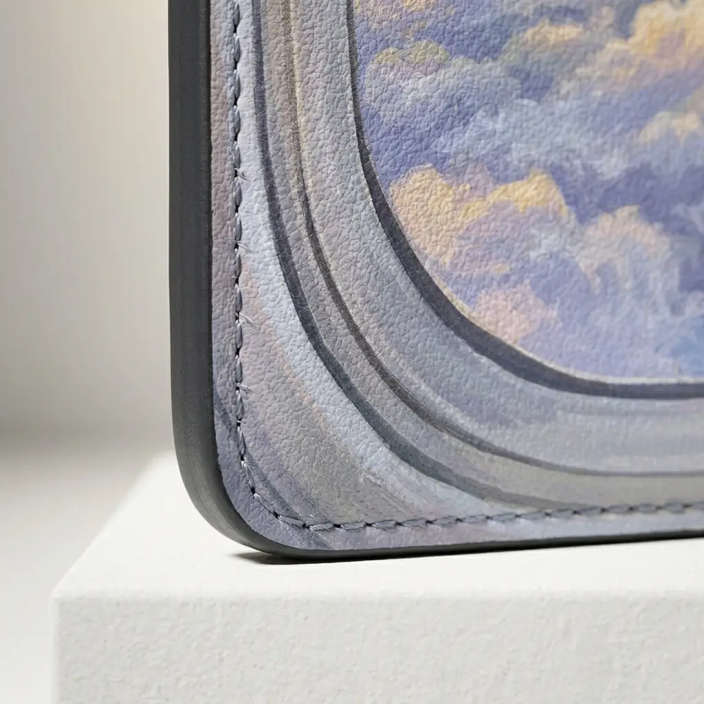 Window Seat Card Wallet, close-up of the finish